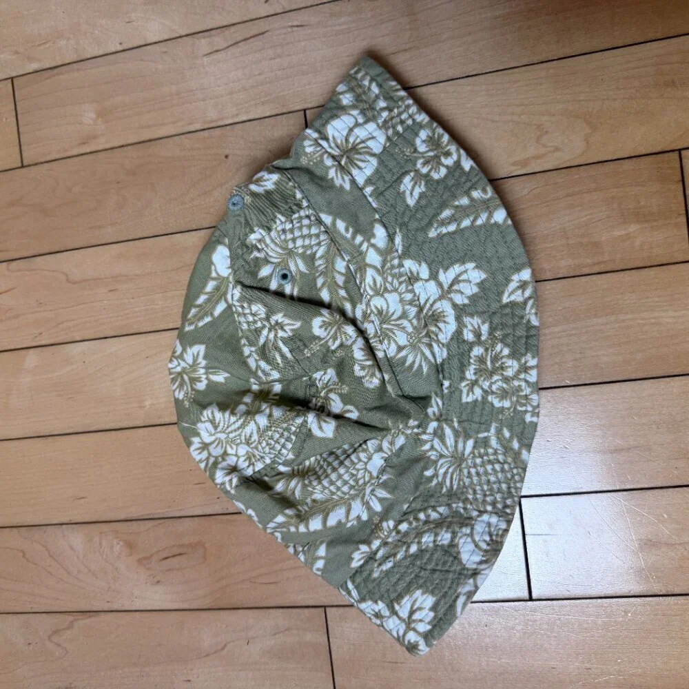 Dorfman Pacific Headware Sage Green hawaiian floral Bucket hat Size Medium